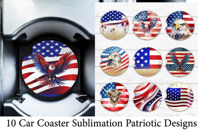 Car Coster Sublimation Bundle. USA Flag Car Coaster. Sublimation Samaha Design 
