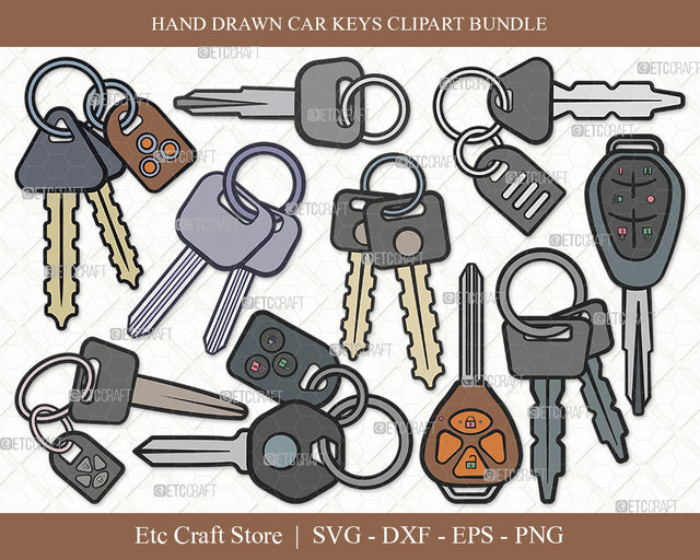 Car Keys Clipart SVG Cut File | Key Decals Svg | Key Printable Svg | Key Svg | Auto Keys Svg | Car Keys Svg Bundle SVG ETC Craft 