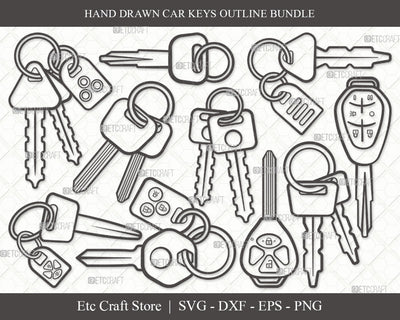 Car Keys Outline SVG Cut File | Key Decals Svg | Key Printable Svg | Key Svg | Auto Keys Svg | Car Keys Svg Bundle SVG ETC Craft 