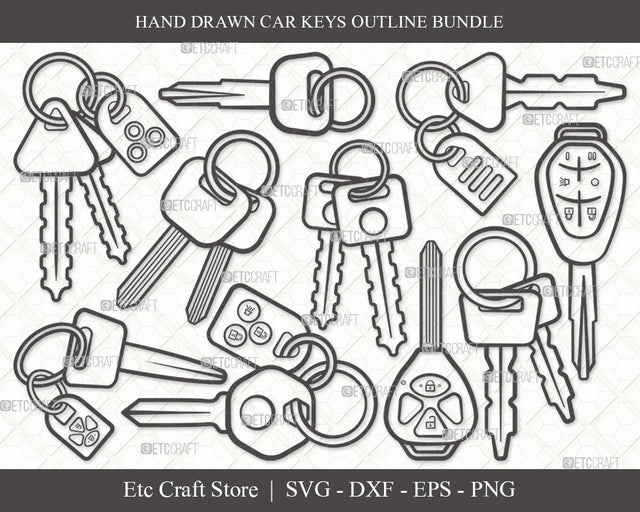 Car Keys Outline SVG Cut File | Key Decals Svg | Key Printable Svg | Key Svg | Auto Keys Svg | Car Keys Svg Bundle SVG ETC Craft 