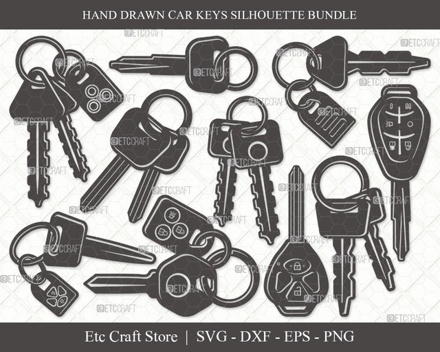 Car Keys Silhouette SVG Cut File | Key Decals Svg | Key Printable Svg | Key Svg | Auto Keys Svg | Car Keys Svg Bundle SVG ETC Craft 