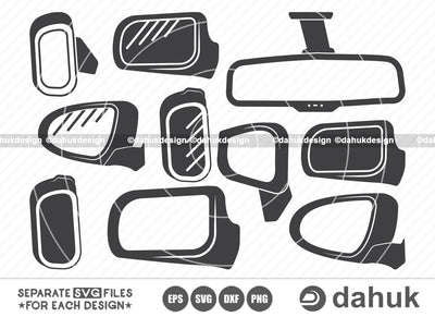 Car Mirror SVG, Car Back Mirror SVG, Car Side Mirror SVG, Rear View Mirror, Rear view svg, Cut file, for silhouette, svg, eps, dxf, png, clipart cricut design space, vinyl cut files SVG dahukdesign 