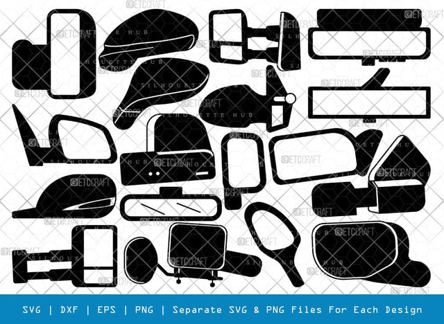 Car Mirror SVG, Mirror Silhouette, Car Side Mirror Svg, Rear View Mirror Svg, Car Back Mirror Svg, Mirror Bundle, SB00784 SVG ETC Craft 