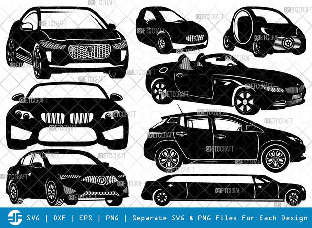 Car SVG Cut Files | Sports Car Silhouette | Race Car Svg | vehicle Bundle SVG ETC Craft 