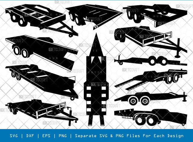 Car Trailer Silhouette, Car Trailer SVG, Trailer Svg, Camper Trailer Svg, Utility Trailer Svg, Car Trailer Bundle, SB00824 SVG ETC Craft 