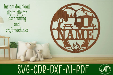 Caravan/ camper name sign svg laser cut template SVG APInspireddesigns 