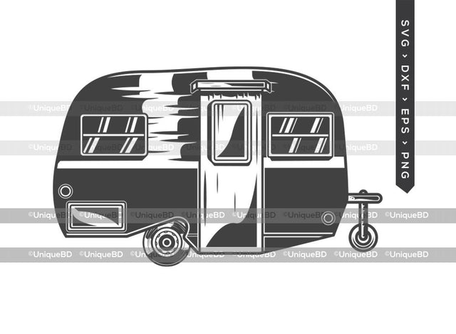 Caravan SVG Cut File | Camper Svg | Caravan Icon Svg | Trailer Svg | Camper Van Svg | Caravan Silhouette | Dxf | Eps | Png | Cut File SVG ETC Craft 