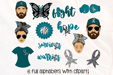 Carcinoid Cancer Awareness Doodle Letters PNG, Wear Zebra Alpha Bundle SVG Crafty Mama Studios 