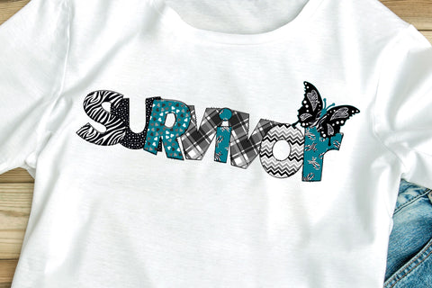 Carcinoid Cancer Awareness Doodle Letters PNG, Wear Zebra Alpha Bundle SVG Crafty Mama Studios 