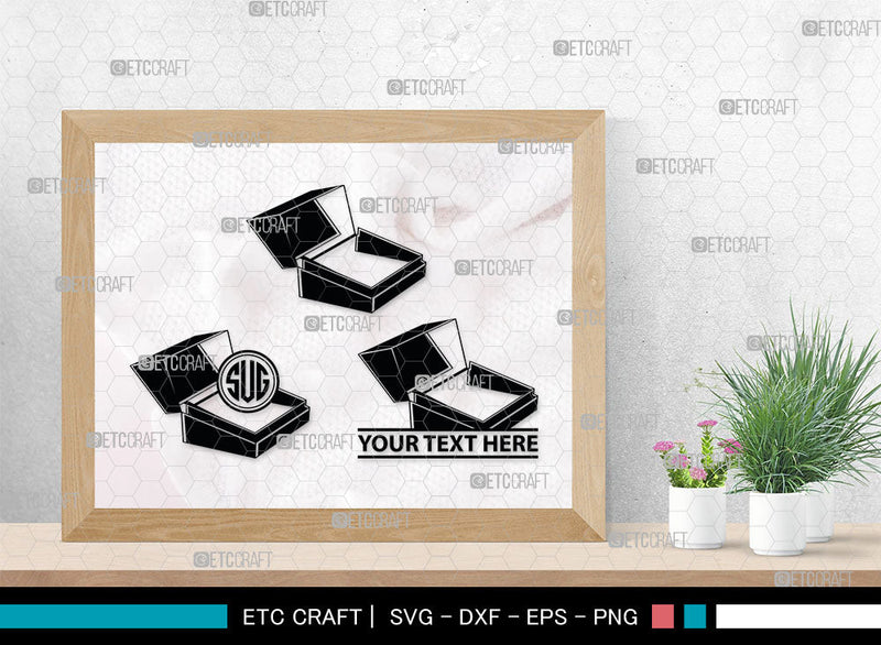 Rectangle Initial Box Cardboard Box Monogram, Cardboard Box Silhouette, Cardboard Box SVG ...