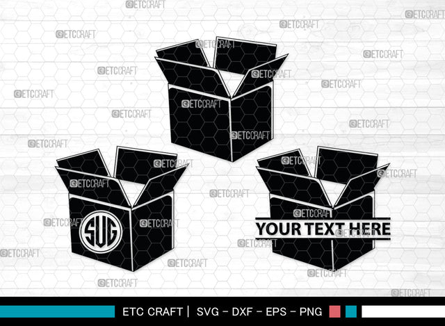 Cardboard Box Monogram, Cardboard Box Silhouette, Cardboard Box SVG, Package Svg, Rectangle Box Svg, Shipping Box Svg, SB00020 SVG ETC Craft 