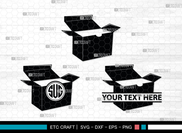 Cardboard Box Monogram, Cardboard Box Silhouette, Cardboard Box SVG, Package Svg, Rectangle Box Svg, Shipping Box Svg, SB00020 SVG ETC Craft 