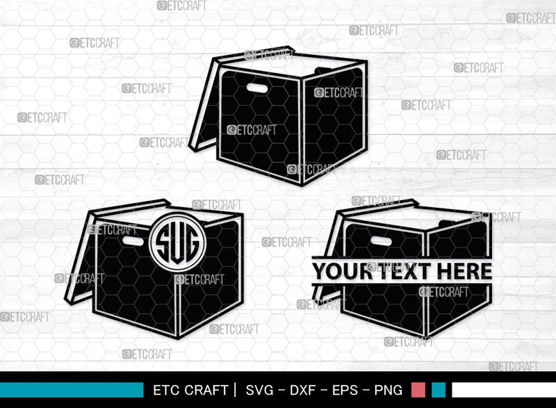 Rectangle Initial Box Cardboard Box Monogram, Cardboard Box Silhouette, Cardboard Box SVG ...
