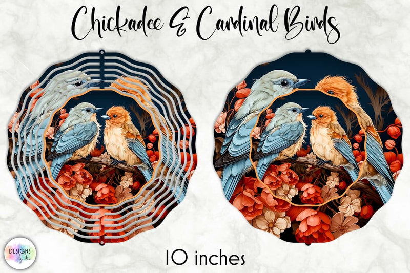 Cardinal and Chickadee Christmas Wind Spinner Design Sublimation Designs by Ira 