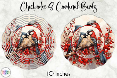 Cardinal and Chickadee Christmas Wind Spinner Design Sublimation Designs by Ira 