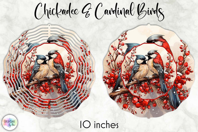 Cardinal and Chickadee Christmas Wind Spinner Design Sublimation Designs by Ira 