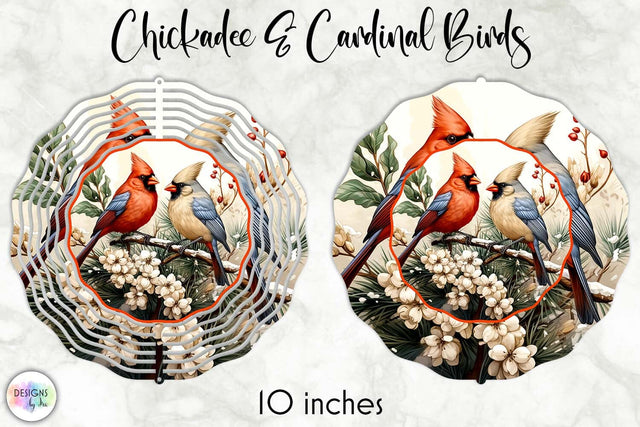 Cardinal and Chickadee Christmas Wind Spinner Design Sublimation Designs by Ira 