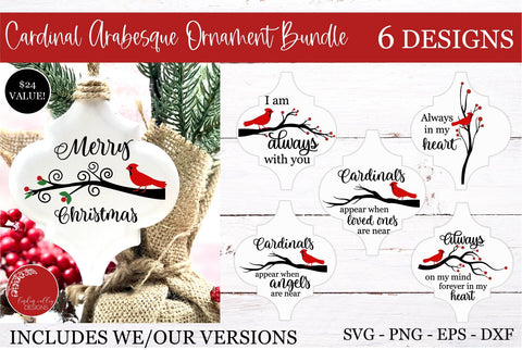 Cardinal Arabesque Ornament Bundle-In Memory Tile Ornament SVG SVG Linden Valley Designs 