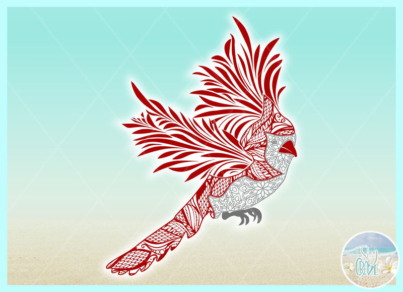 Cardinal Mandala Zentangle SVG - So Fontsy