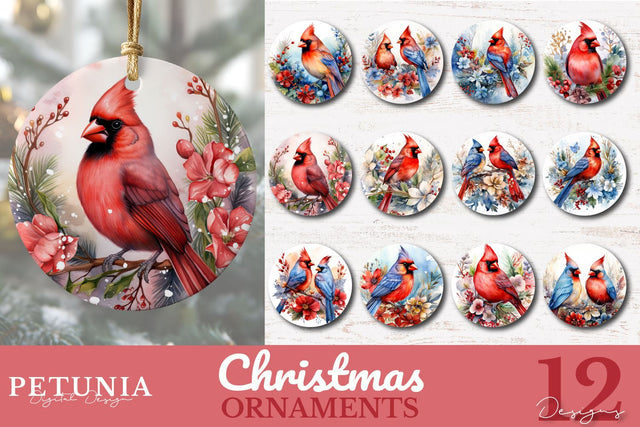 Cardinal Ornament | Christmas Ornament Sublimation Design Sublimation Petunia Digital Design 