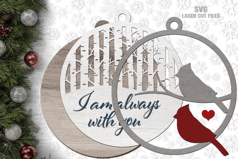 Cardinal Ornament SVG Laser Cut Files | Memorial SVG | Christmas SVG SVG Cloud9Design 