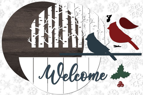Cardinal SVG | Christmas Welcome Sign SVG | Door Hanger SVG Laser Cut Files SVG Cloud9Design 