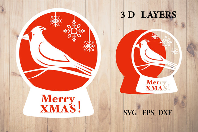 Cardinal SVG. Snowglobe SVG. Cardinal 3D. XMAS SVG. SVG Olga Terlyanskaya 