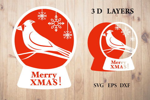 Cardinal SVG. Snowglobe SVG. Cardinal 3D. XMAS SVG. SVG Olga Terlyanskaya 