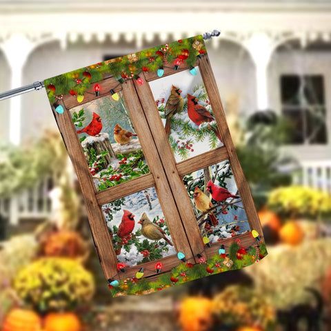 Cardinals Garden From The Window Garden Flag 12x18 Garden Flag Sublimation Design Download PNG File Instant Download Sublimation CaldwellArt 