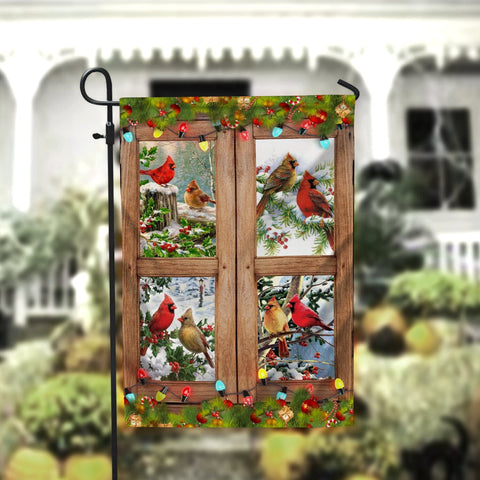 Cardinals Garden From The Window Garden Flag 12x18 Garden Flag Sublimation Design Download PNG File Instant Download Sublimation CaldwellArt 
