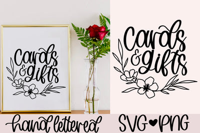 Cards and gifts svg, wedding sign svg, wedding reception svg, wedding gifts svg, bridal shower sign svg,gift table sign svg,handlettered svg SVG AnitaAlyiaLettering 