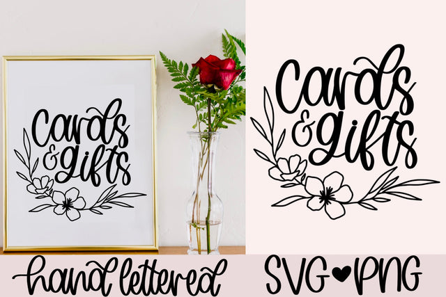 Cards and gifts svg, wedding sign svg, wedding reception svg, wedding gifts svg, bridal shower sign svg,gift table sign svg,handlettered svg SVG AnitaAlyiaLettering 