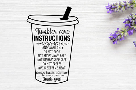 Tumbler Care Card, Cup Wash Instructions - So Fontsy