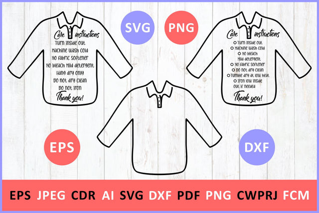 Care instruction Longsleeve Polo TShirt svg SVG Zoya Miller 