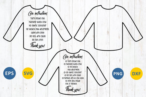 Care instruction Longsleeve Sweatshirt TShirt svg SVG Zoya Miller 