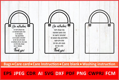 Care instruction svg - Care Card svg - Washing instruction svg - Shopping Tote Bag svg - print and cut svg - SVG PNG EPS DXF CDR PDF CWPRJ AI JPEG FCM SVG Zoya Miller 