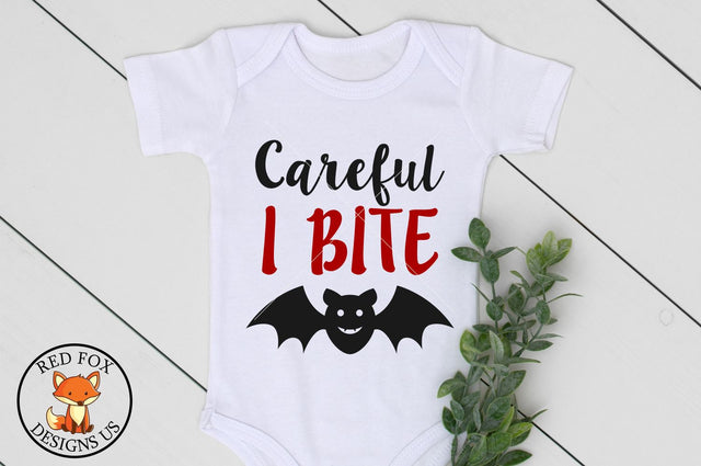 Careful I Bite With Bat SVG | Halloween Cut File | SVG PNG DXF SVG RedFoxDesignsUS 