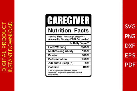 Caregiver Nutrition Facts SVG PNG PDF Cut File SVG Creativedesigntee 