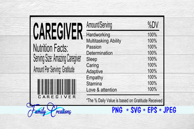 Caregiver Nutrition Label SVG Family Creations 