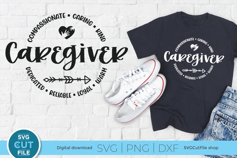 Caregiver svg with round circle for men or women SVG SVG Cut File 