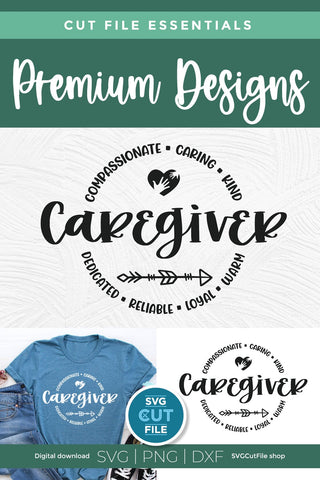 Caregiver svg with round circle for men or women SVG SVG Cut File 