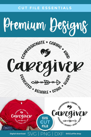Caregiver svg with round circle for men or women SVG SVG Cut File 