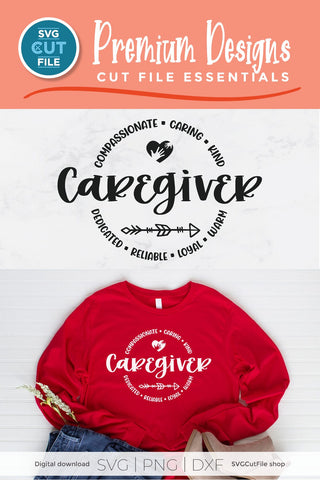 Caregiver svg with round circle for men or women SVG SVG Cut File 