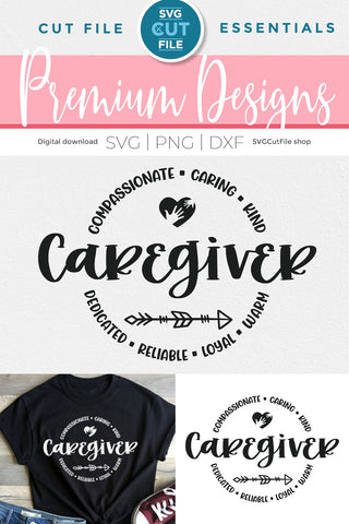 Caregiver svg with round circle for men or women SVG SVG Cut File 