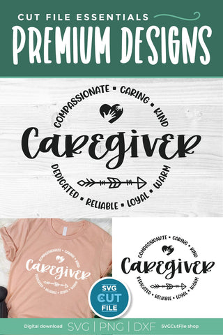 Caregiver svg with round circle for men or women SVG SVG Cut File 