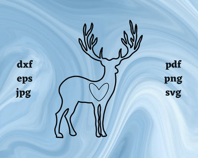 Caribou Heart SVG Cut File SVG Northern Light SVG 