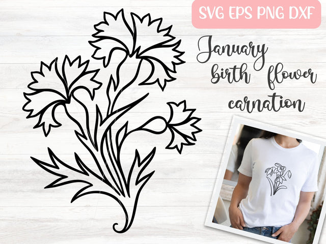 Carnation Flower Bouquet SVG Cut File for Cricut or Silhouette, January Birth Month Flower SVG, Floral SVG Digital Download SVG Apple Grove Designs 