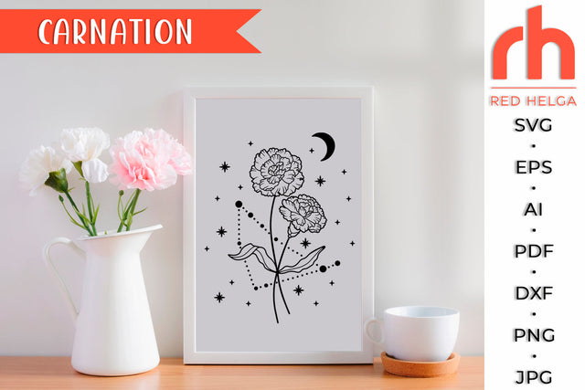 Carnation SVG - Capricorn Cut File SVG RedHelgaArt 