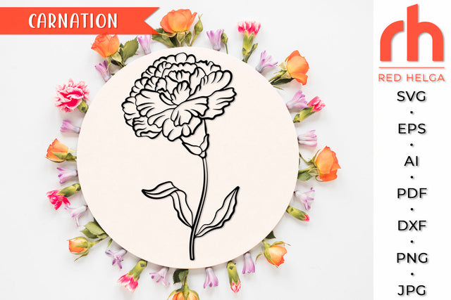 Carnation SVG - Capricorn Flower Cut File SVG RedHelgaArt 
