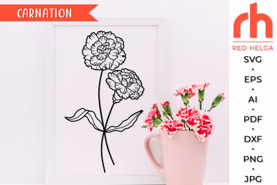 Carnation SVG - Capricorn Flower Cut File SVG RedHelgaArt 